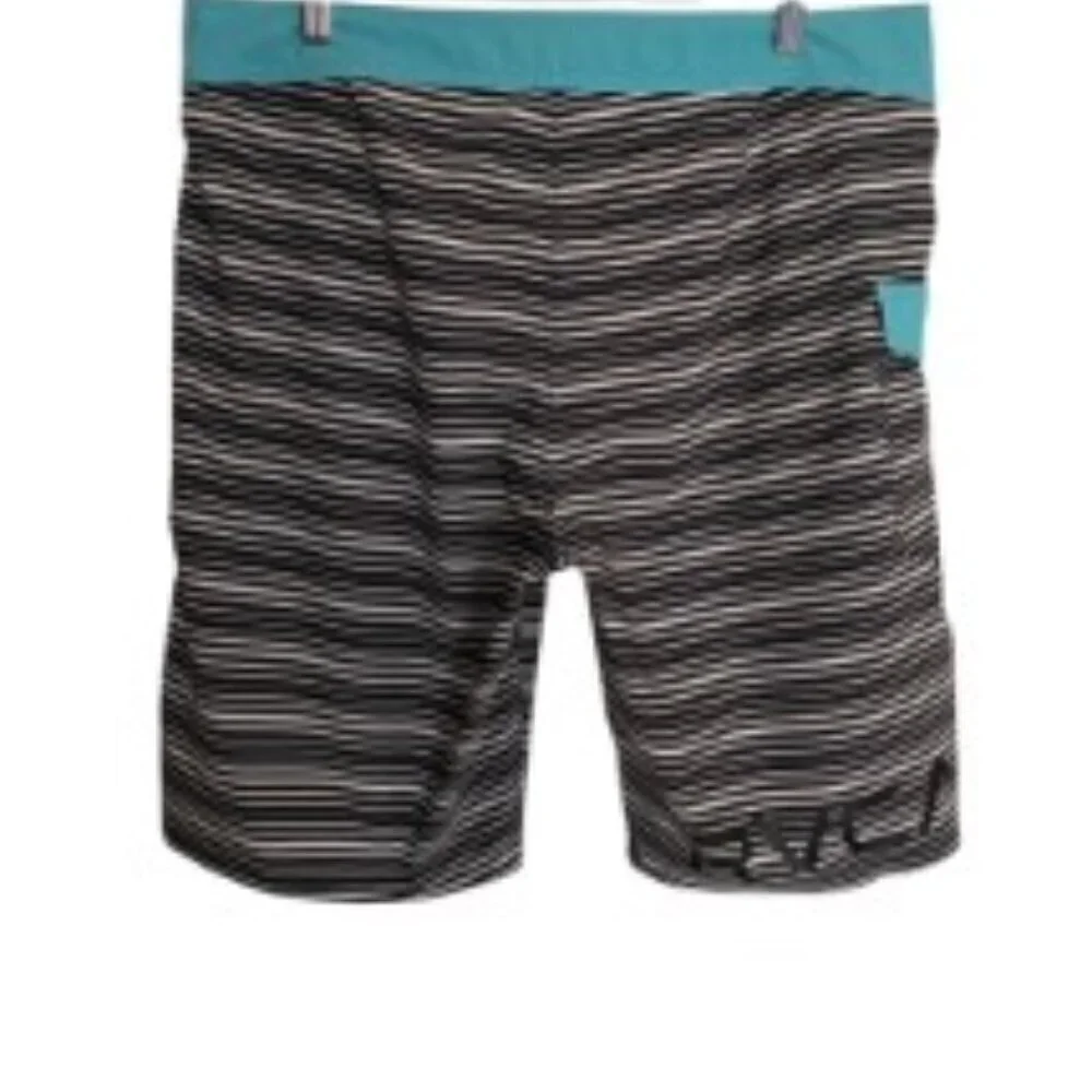 RVCA Stretch Fixed Waist Striped Board Shorts 32